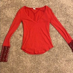 Red long sleeve Free people sweater